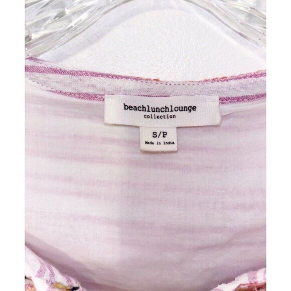 Beach Lunch Lounge Striped Cotton Shift Size Medium Pink White Orange Beach Boho - Picture 2 of 5